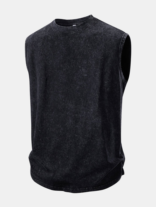 Washed Distressed Tank Top & Washed Distressed Drawstring Shorts
