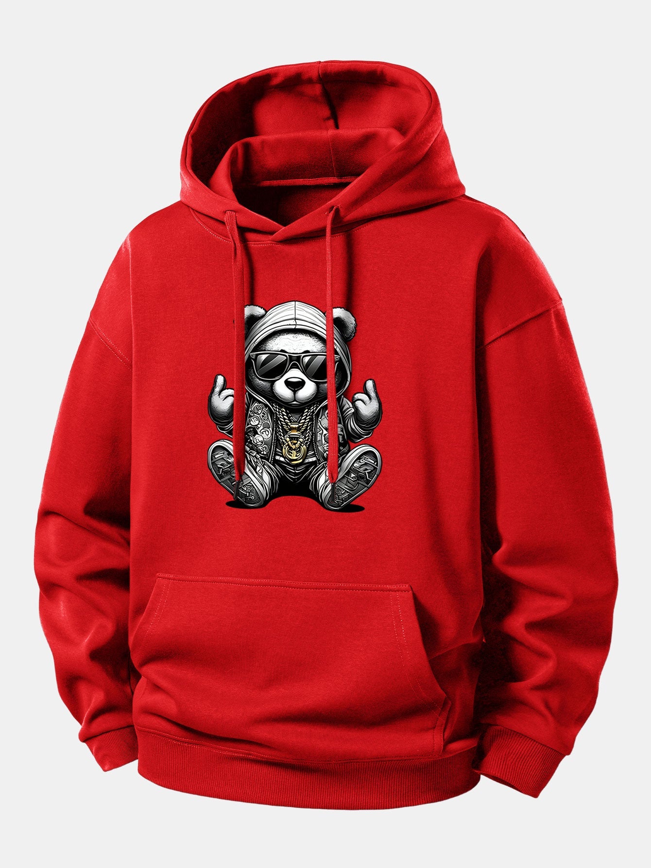 Hip Hop Bear Print Relax Fit Hoodie