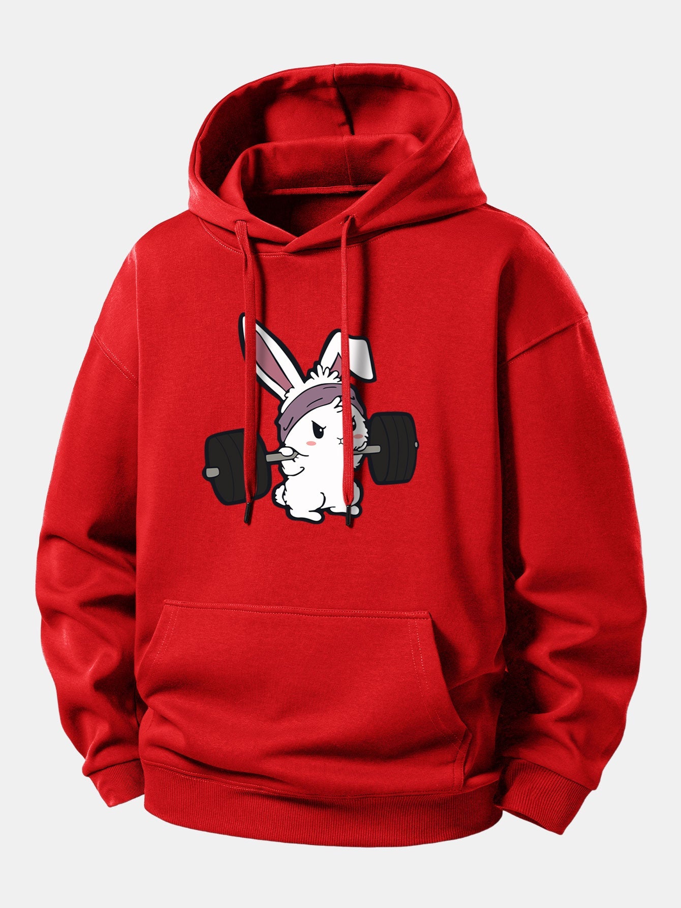 Fitness Rabbit Print Relax Fit Hoodie