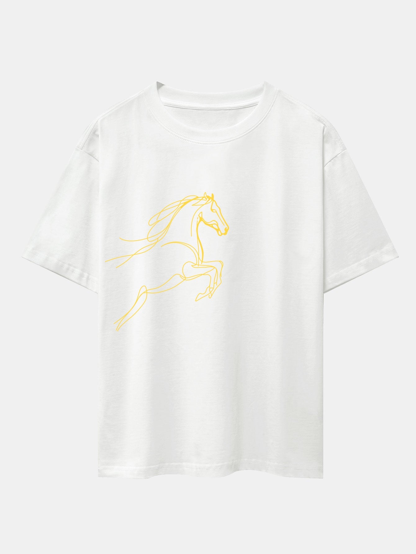 Relax Fit Year of the Horse Print Cotton T-Shirt