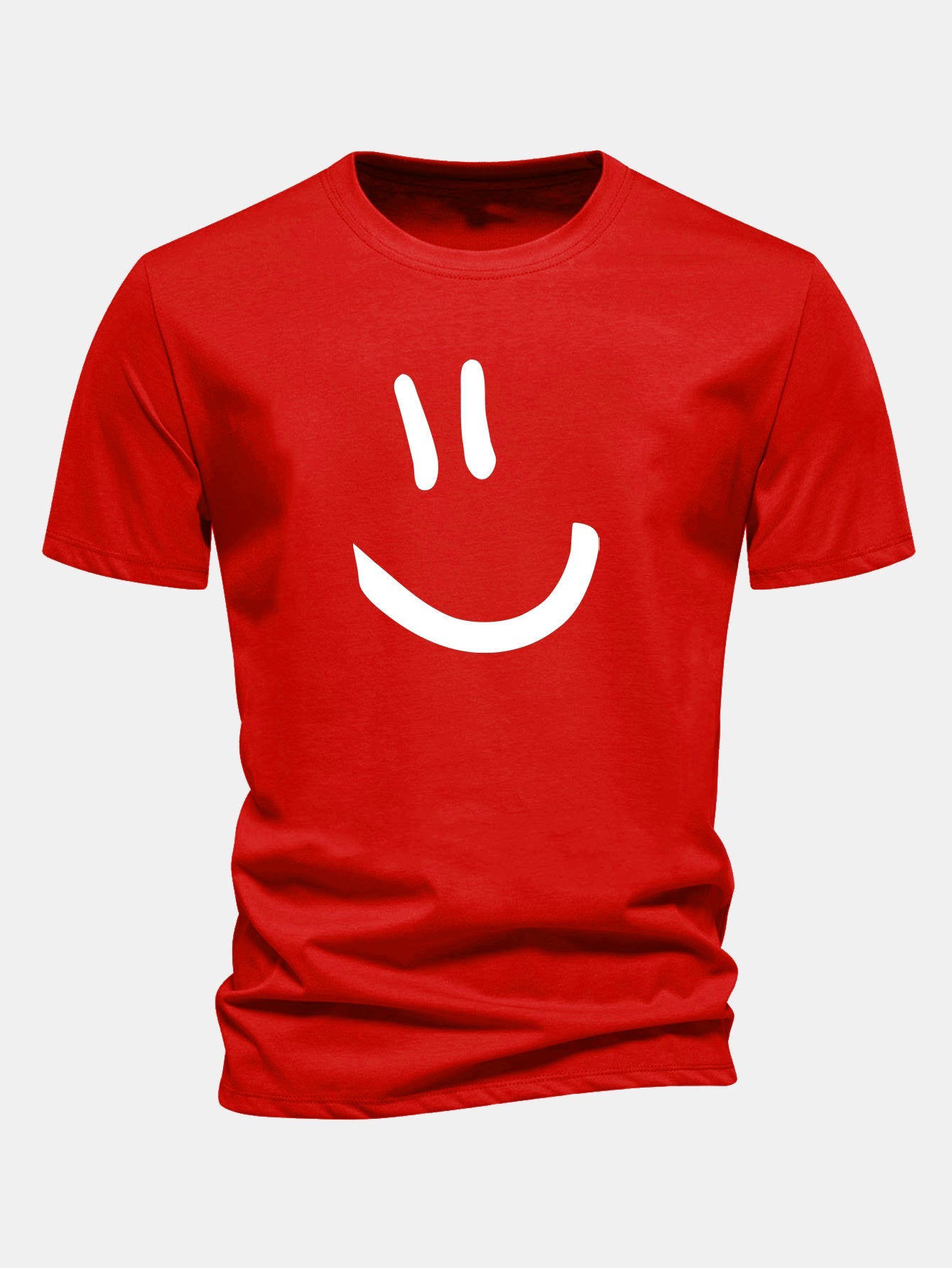 Regular Fit Smiley Face Print Cotton T-Shirt