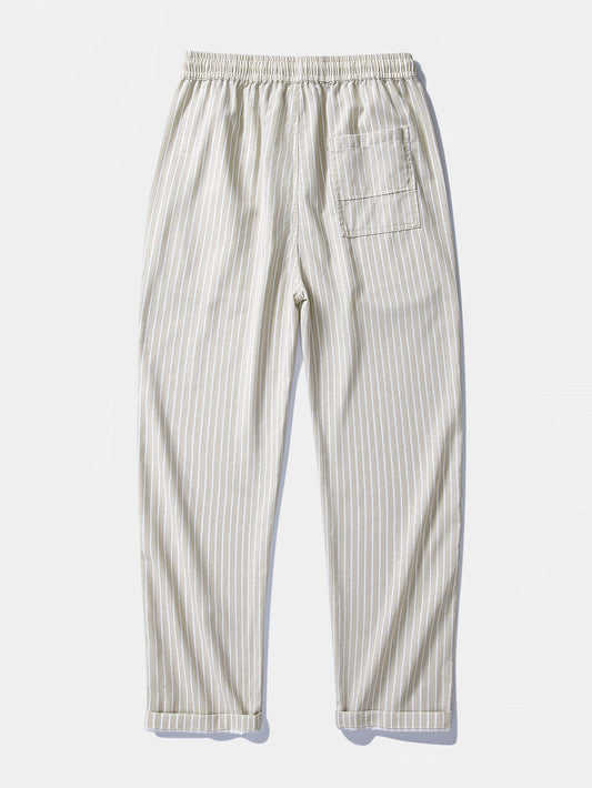 Stripe Straight Leg Linen Pants