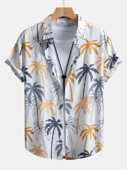 Palm Tree Print Button Up Shirt & Swim Shorts