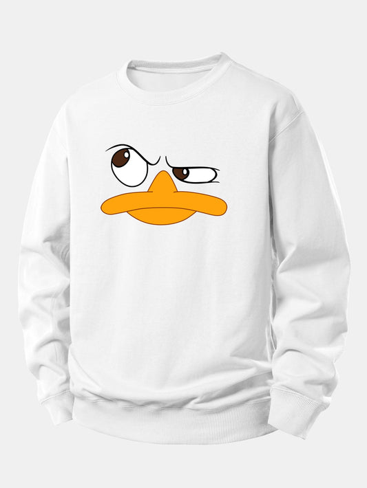 Emoji Duck Print Relax Fit Sweatshirt