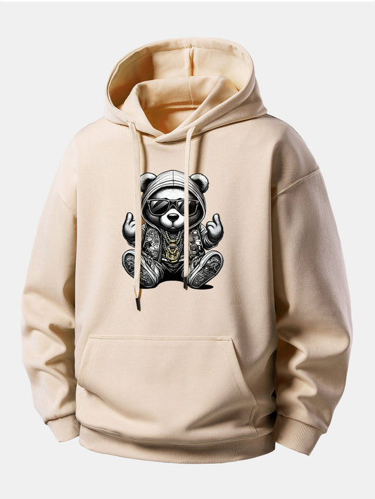 Hip Hop Bear Print Relax Fit Hoodie