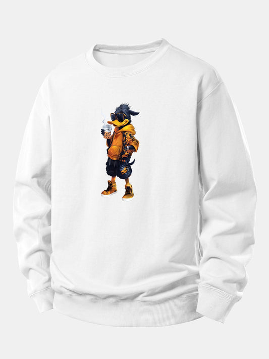 Cartoon Duck Print Relax Fit Sweatshirt