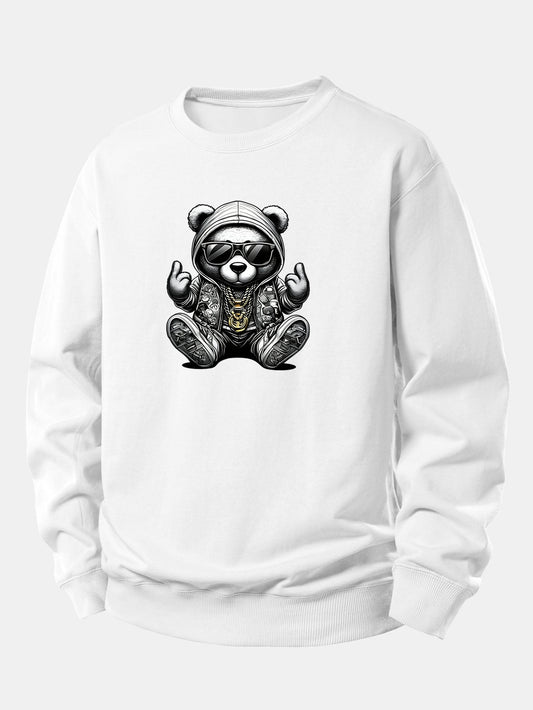 Hip Hop Bear Print Relax Fit Sweatshirt