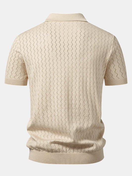 Zig Zag Open Knit Polo
