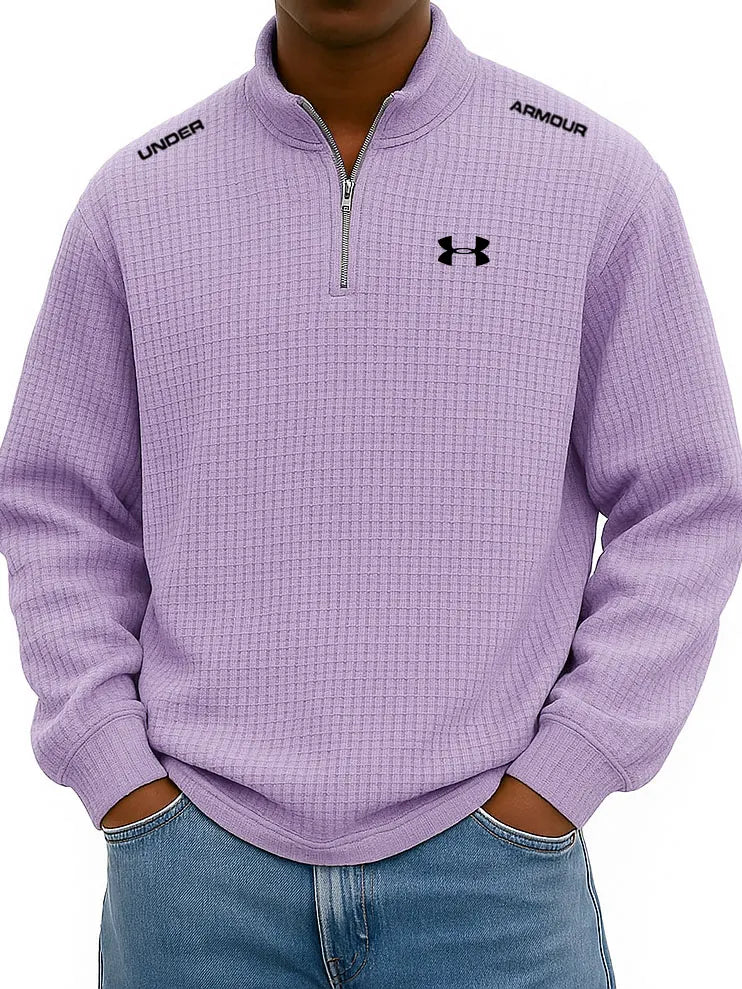 UA™ Men’s Rib-Cuff Quarter-Zip Top – Cozy Waffle Texture, Everyday Casual Fit