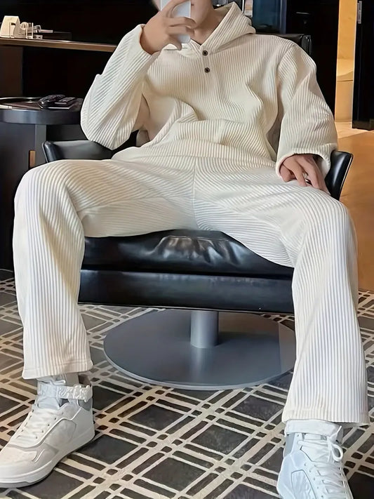 Men’s Solid Corduroy Hoodie & Jogger Set