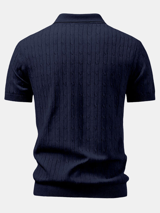 Twisted Jacquard Zipper Knit Polo