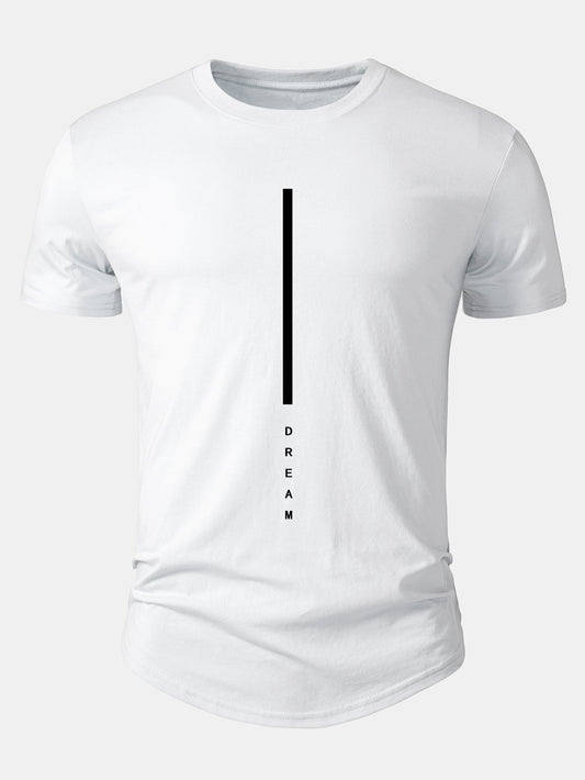 Dream Stripe Print Cotton Arc Hem T-Shirt