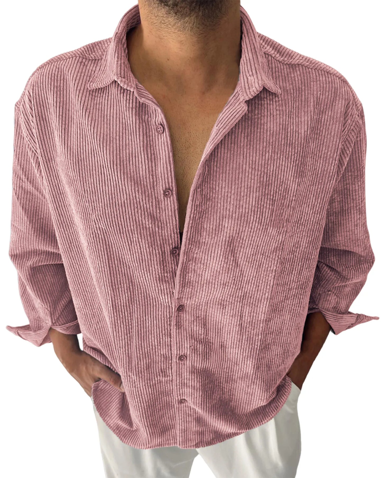Men's Corduroy Stylish Casual Button Lapel Everyday Shirt