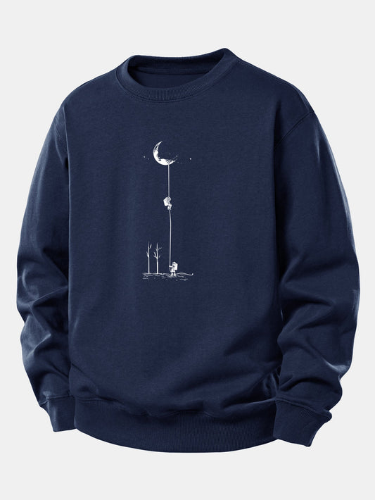 Lunar Astronaut Print Relax Fit Sweatshirt