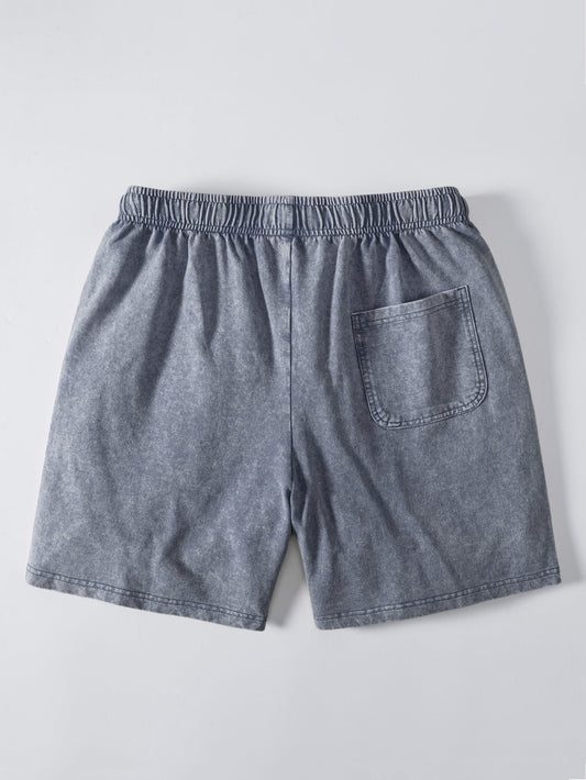 Washed Distressed Drawstring Shorts
