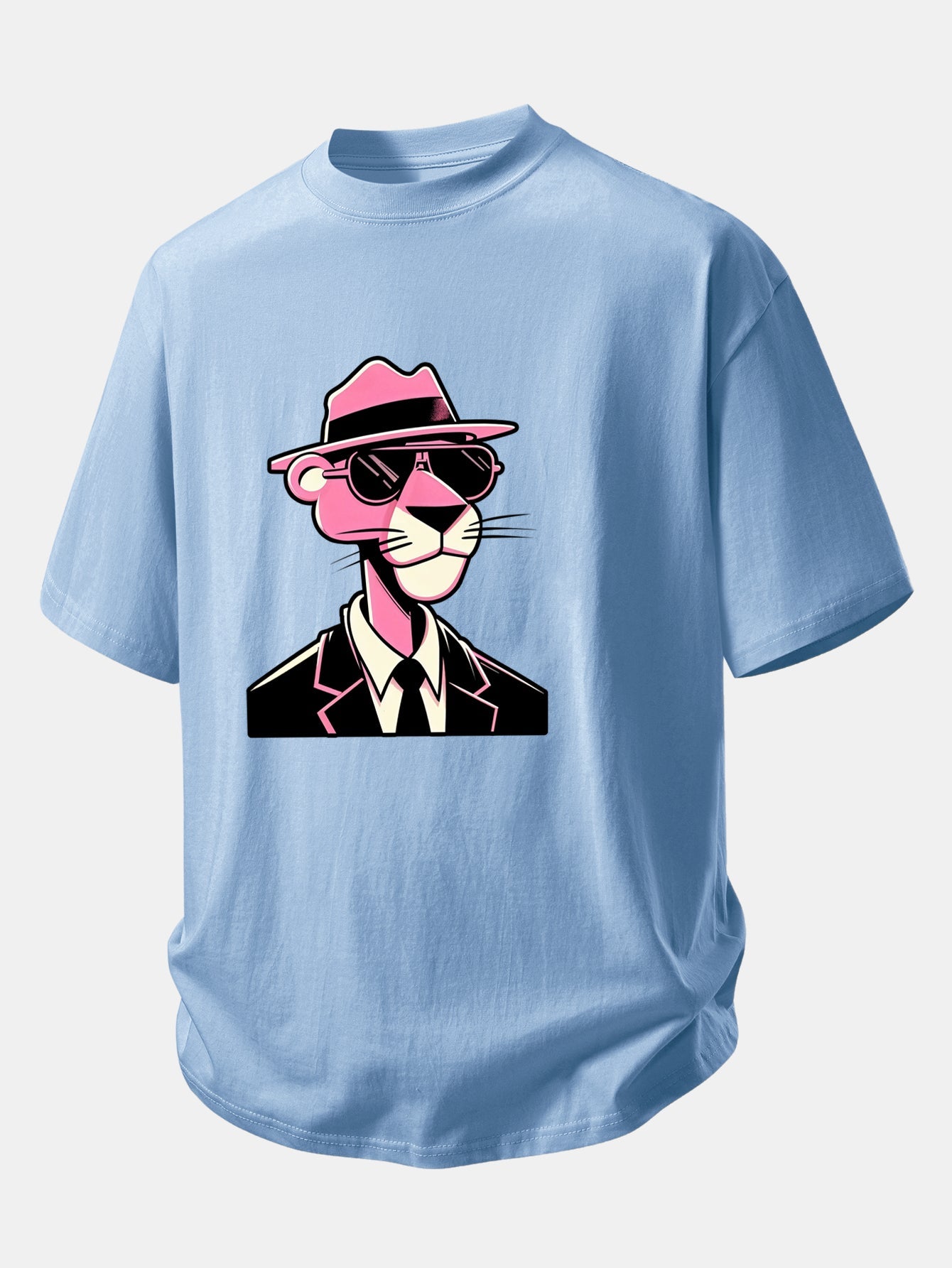 Relax Fit Pink Panther Gentleman Print Cotton T-Shirt