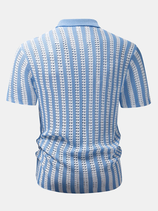 Striped Crochet Button Up Shirt