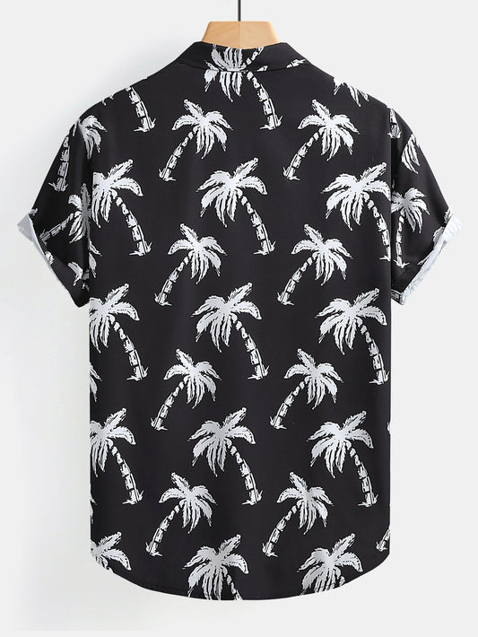 Palm Tree Print Button Up Shirt
