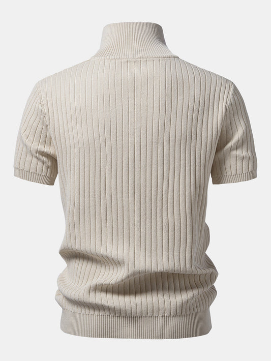 Ribbed Quarter Zip Knit Polo