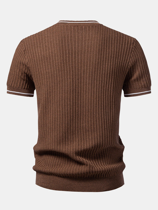 Contrast Trim Waffle Knit T-Shirt