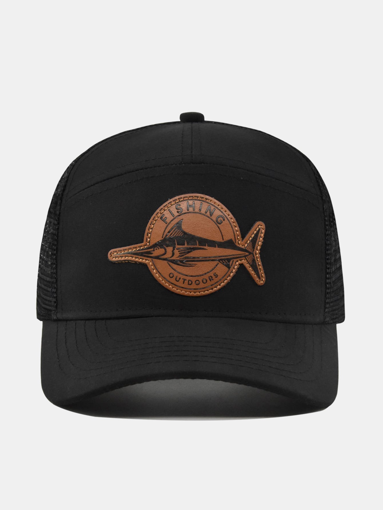 Fish-shaped Logo Truck Hat With Breathable Mesh Back Hood