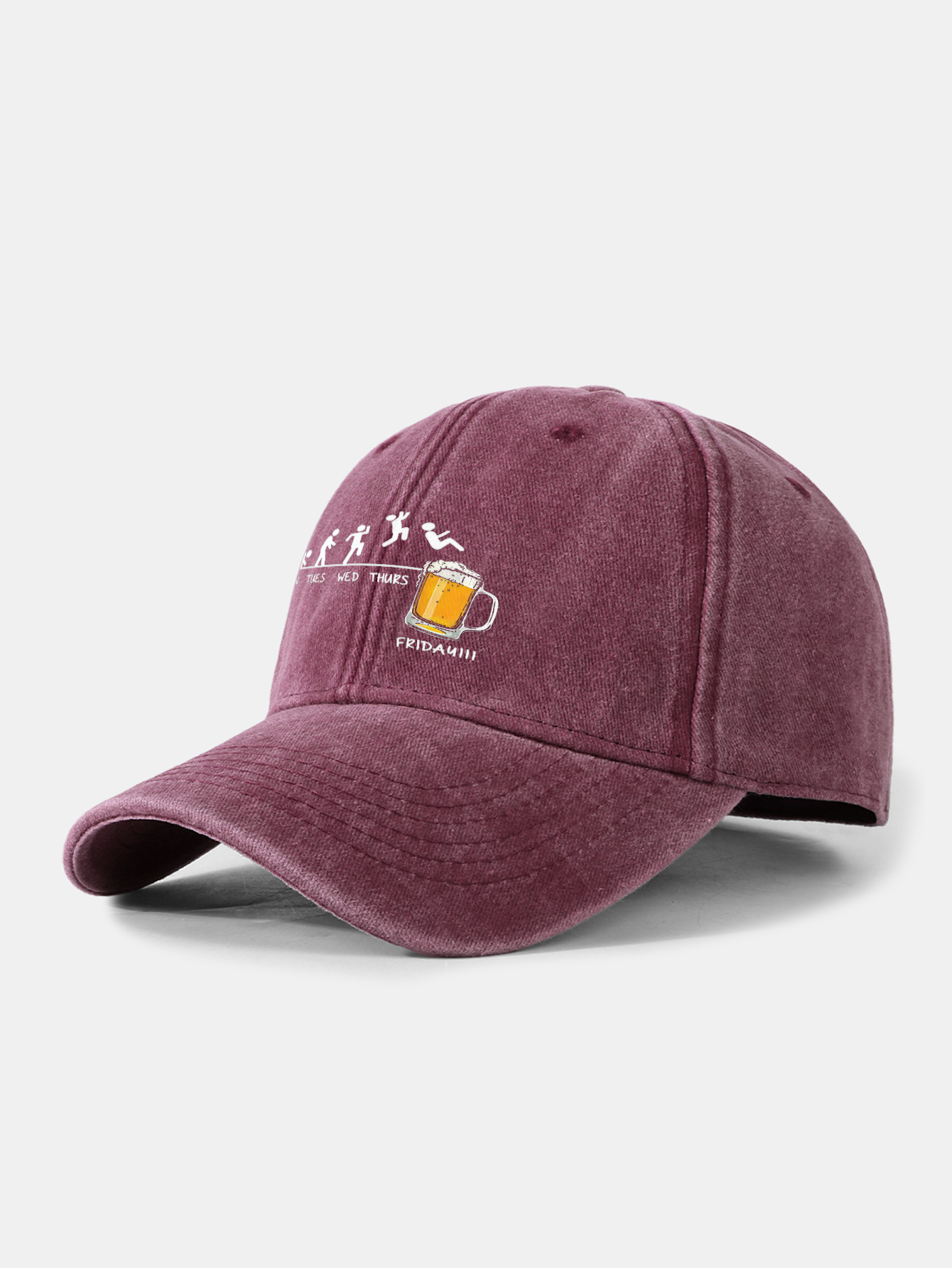 Beer Weekly Plan Print Washed Baseball Cap