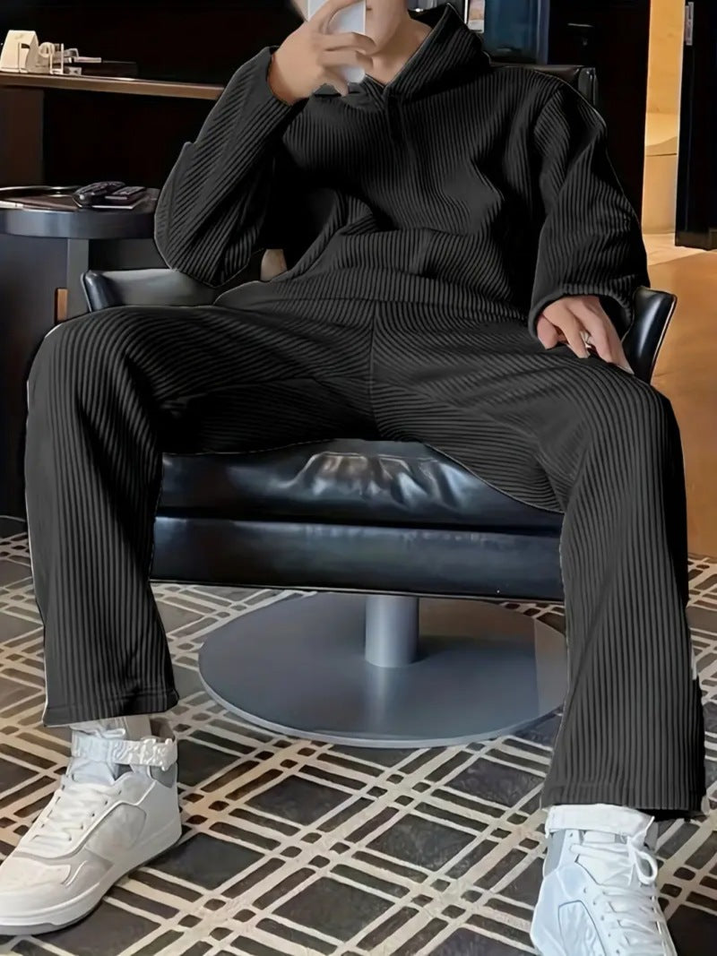 Men’s Solid Corduroy Hoodie & Jogger Set