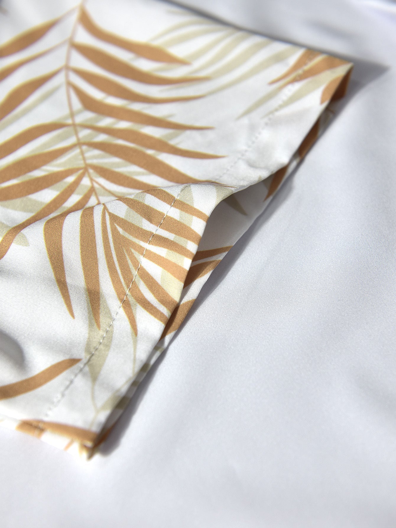 Leaf Print Button Up Shirt & Swim Shorts