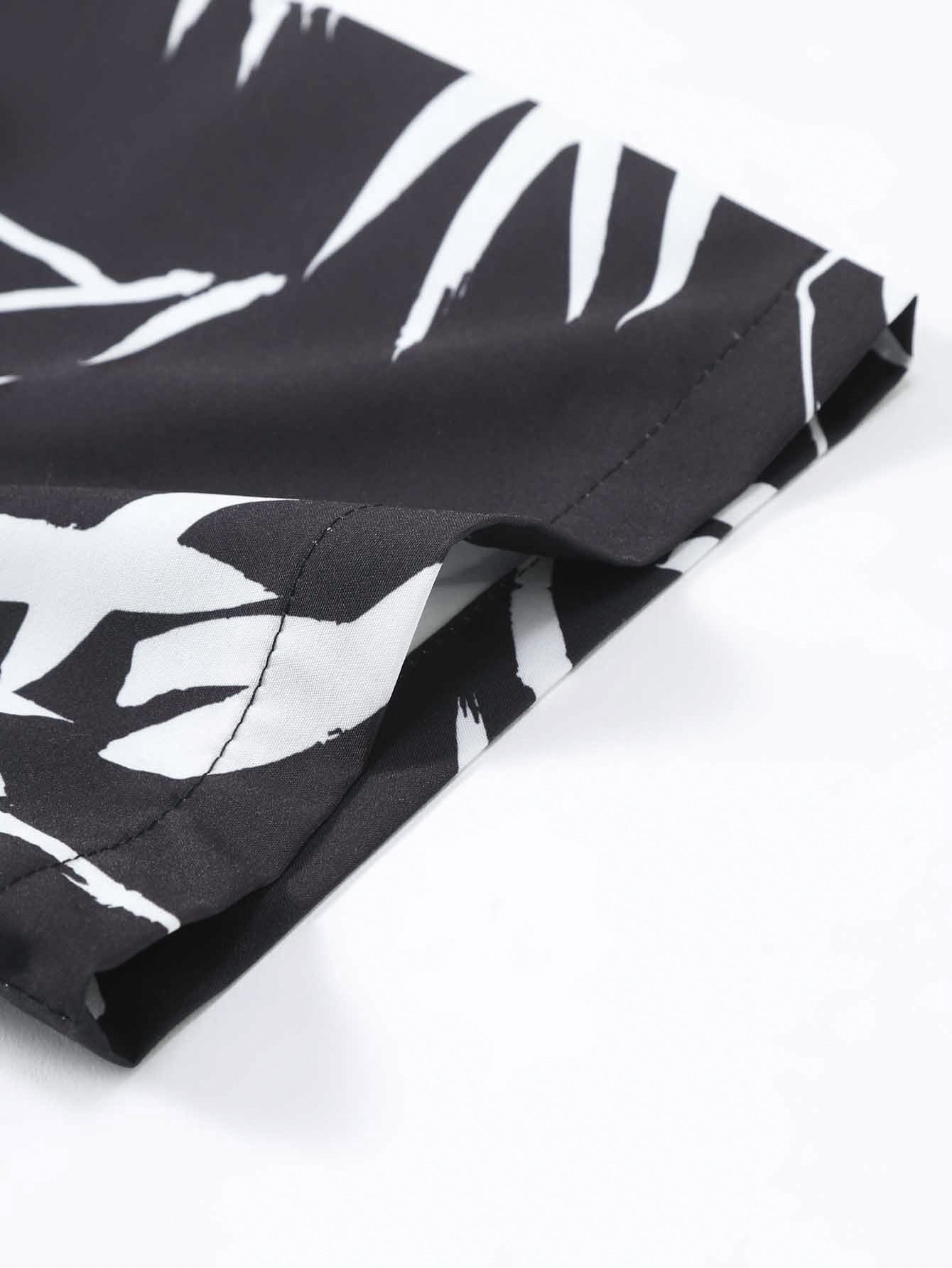 Bamboo Leaves Print Button Up Shirt