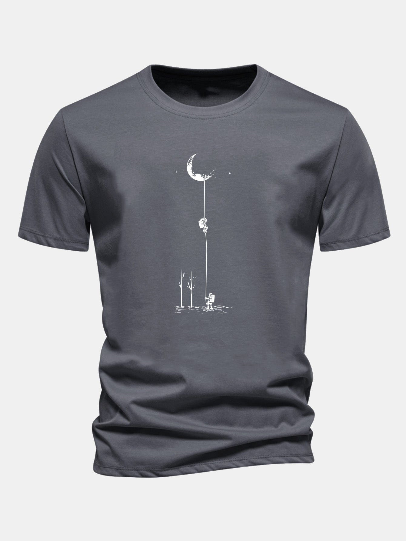 Regular Fit Lunar Astronaut Print Cotton T-Shirt
