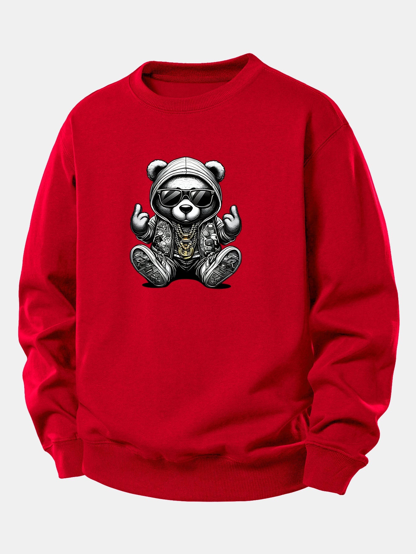 Hip Hop Bear Print Relax Fit Sweatshirt