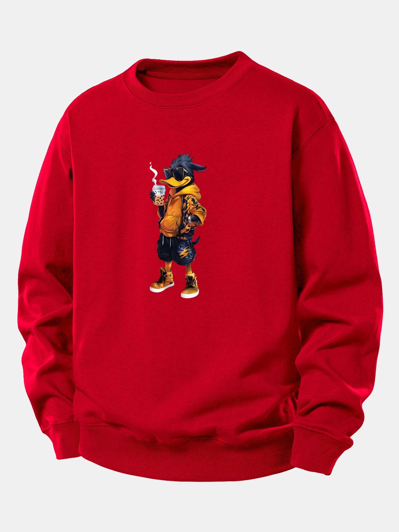 Cartoon Duck Print Relax Fit Sweatshirt
