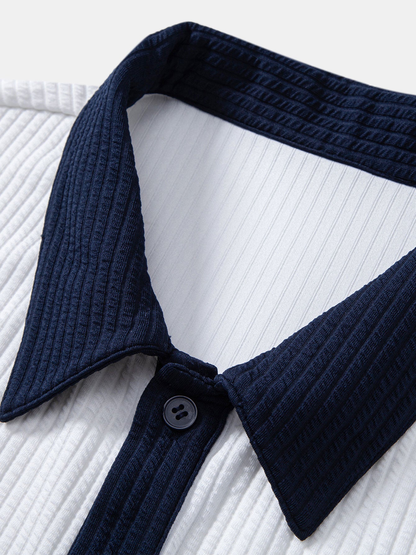 Contrast Ribbed Button Up Shirt