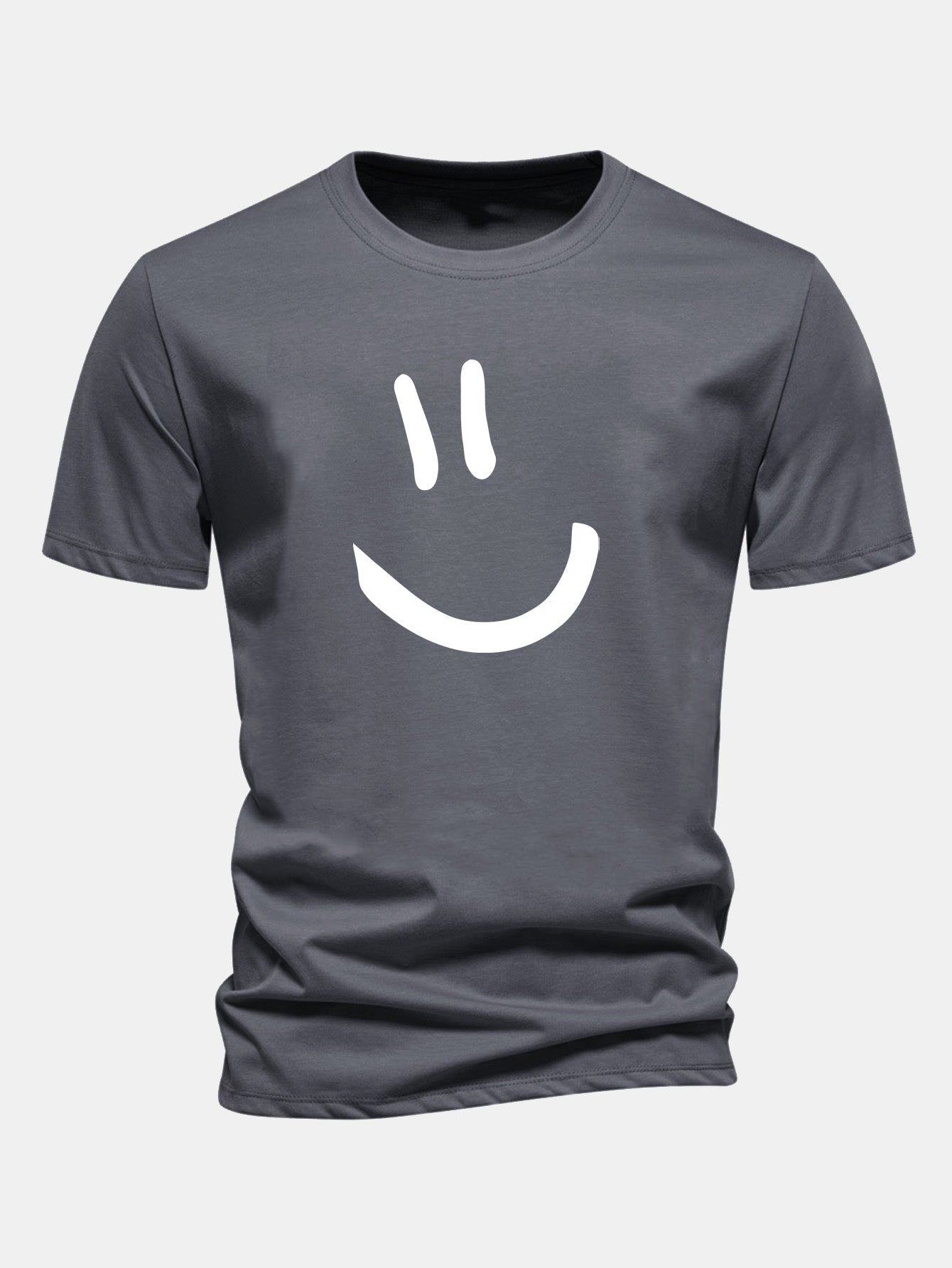 Regular Fit Smiley Face Print Cotton T-Shirt