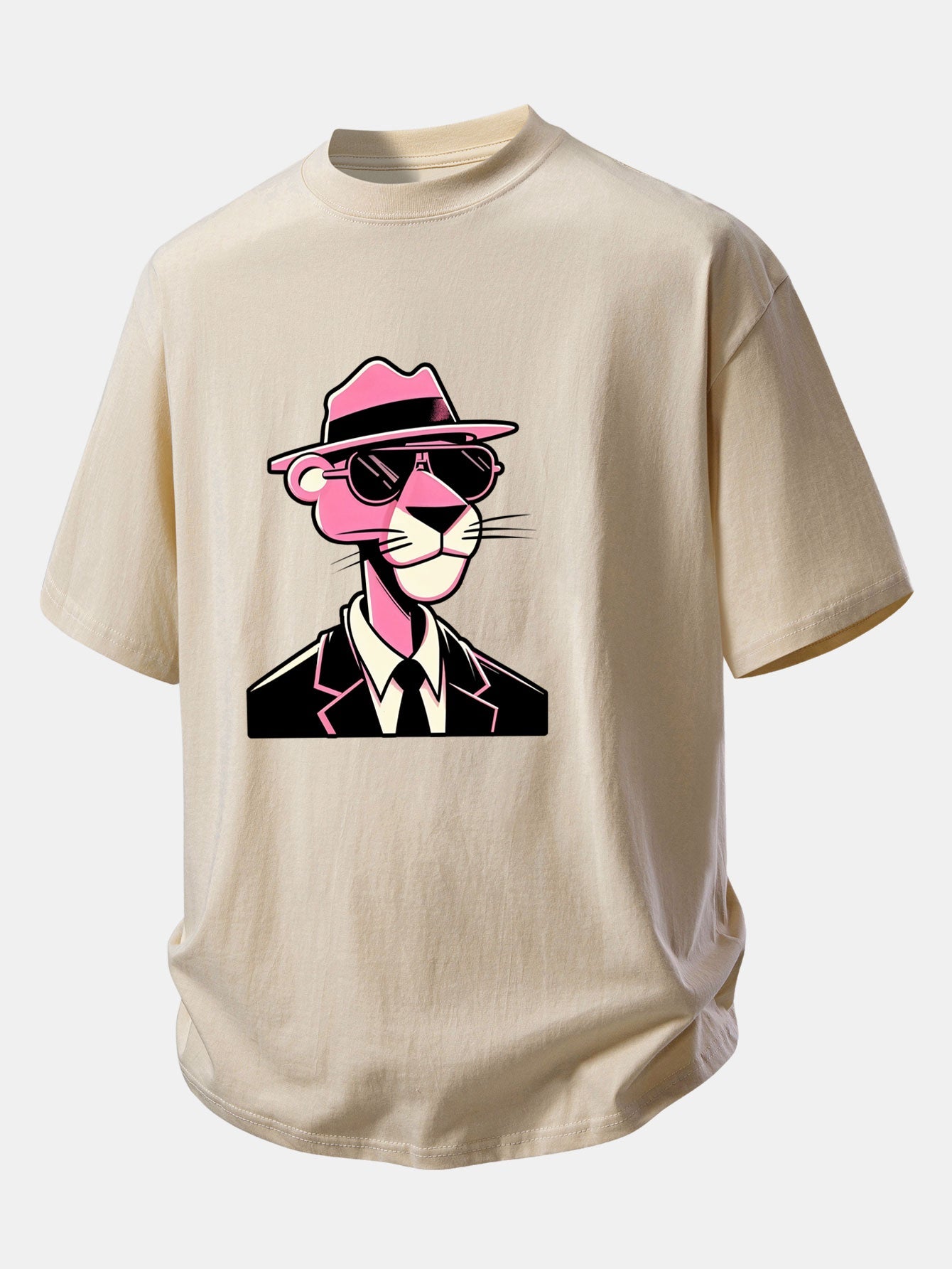 Relax Fit Pink Panther Gentleman Print Cotton T-Shirt