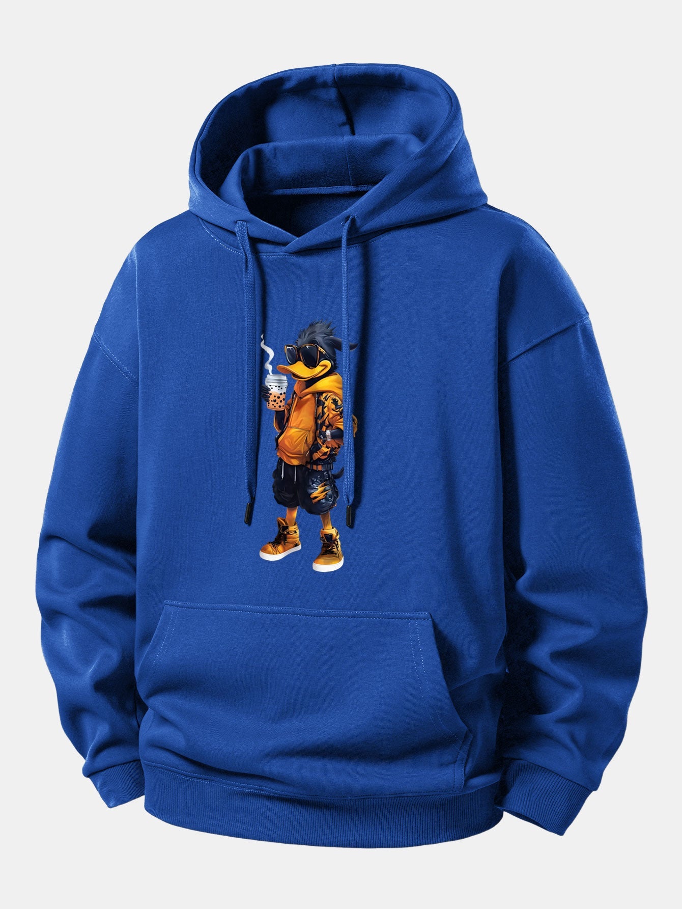 Cartoon Duck Print Relax Fit Hoodie