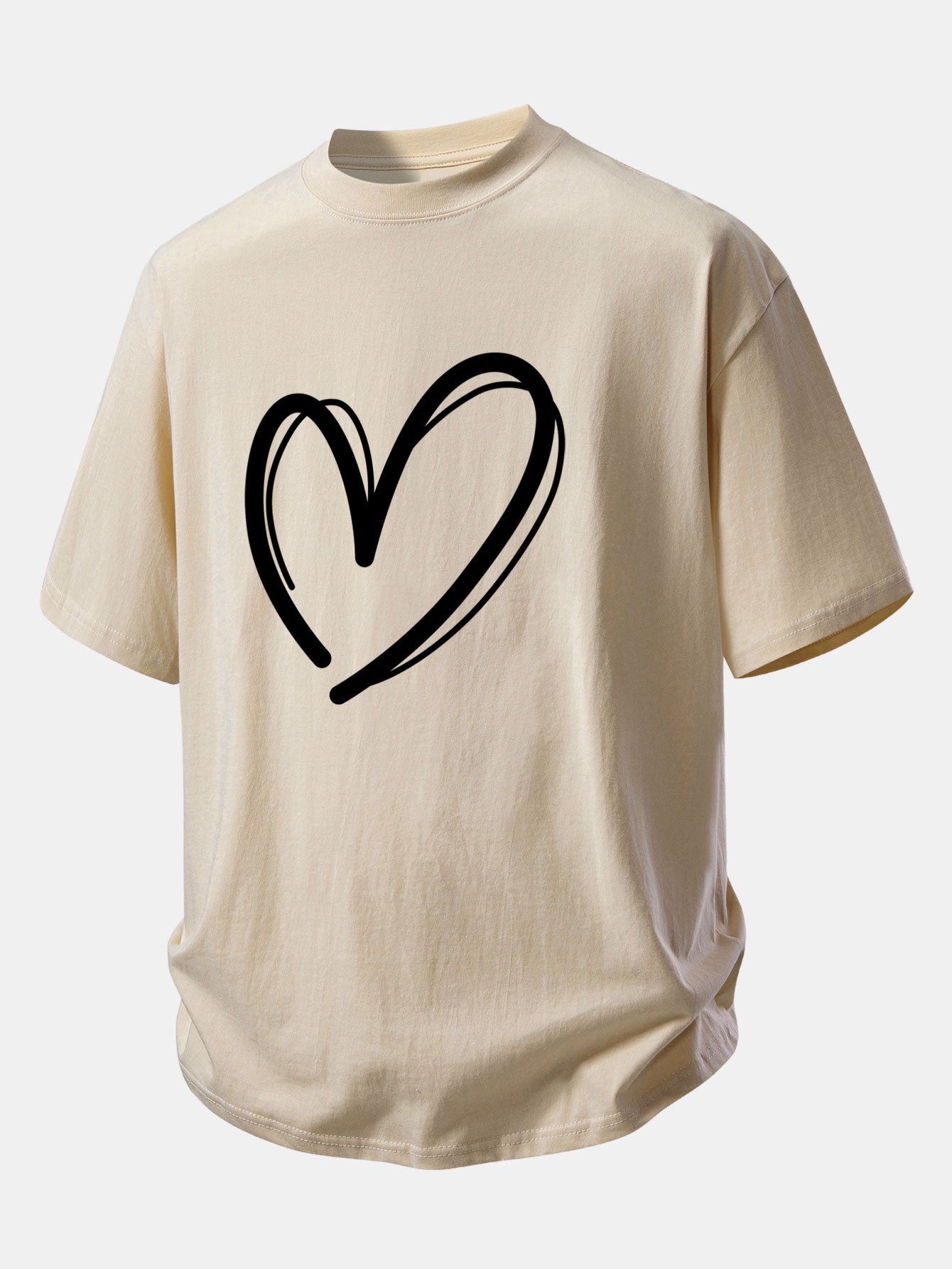 Relax Fit Heart Print Cotton T-Shirt