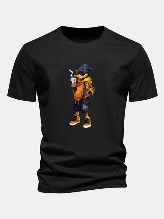 Regular Fit Carton Duck Print Cotton T-Shirt