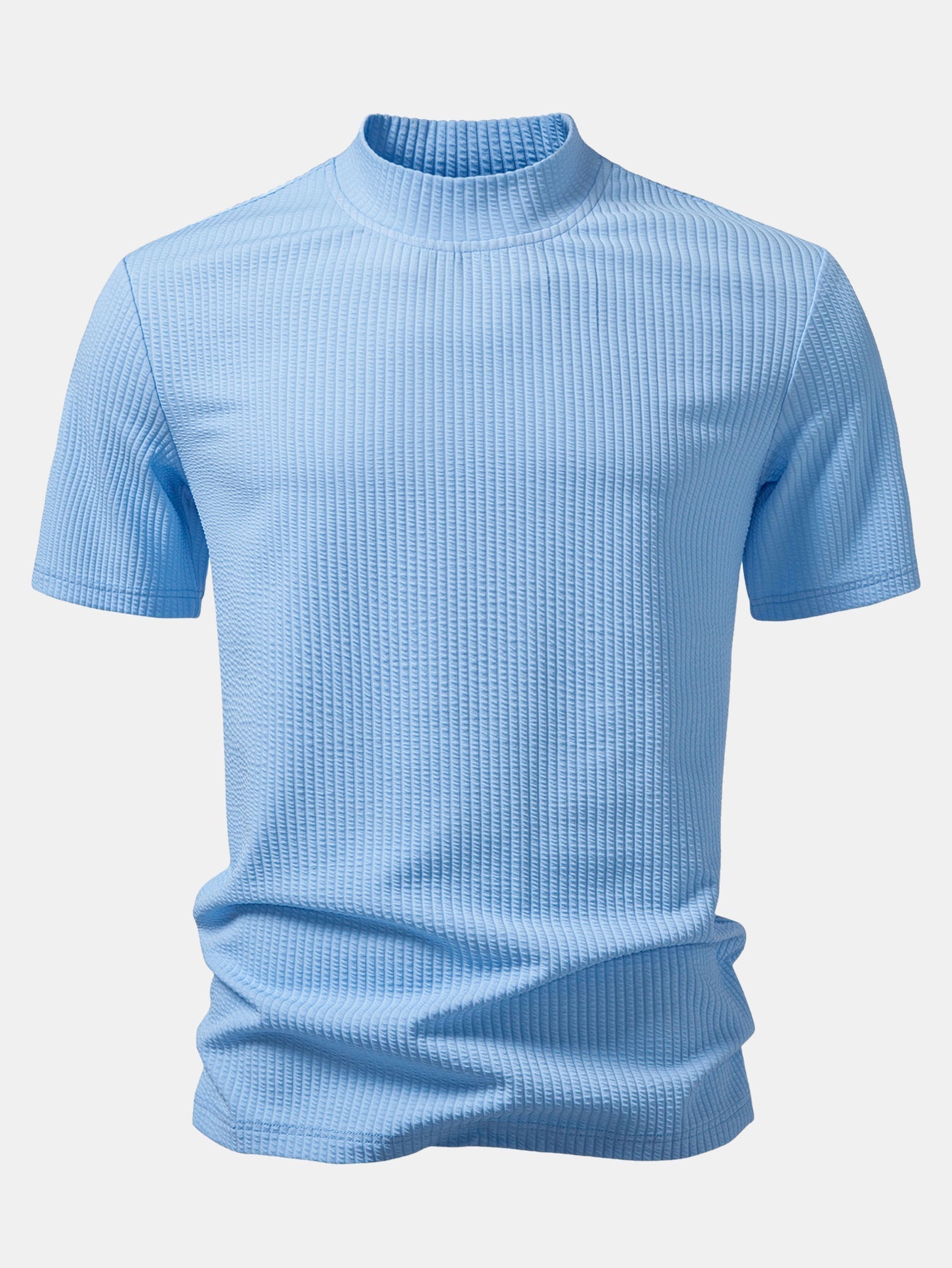 Ribbed Mock Neck T-Shirt & Straight Leg Ribbed Pants