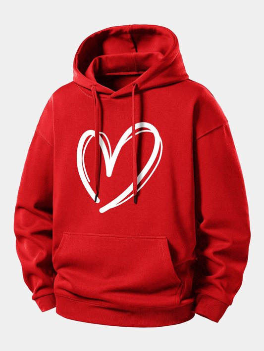 Heart Print Relax Fit Hoodie
