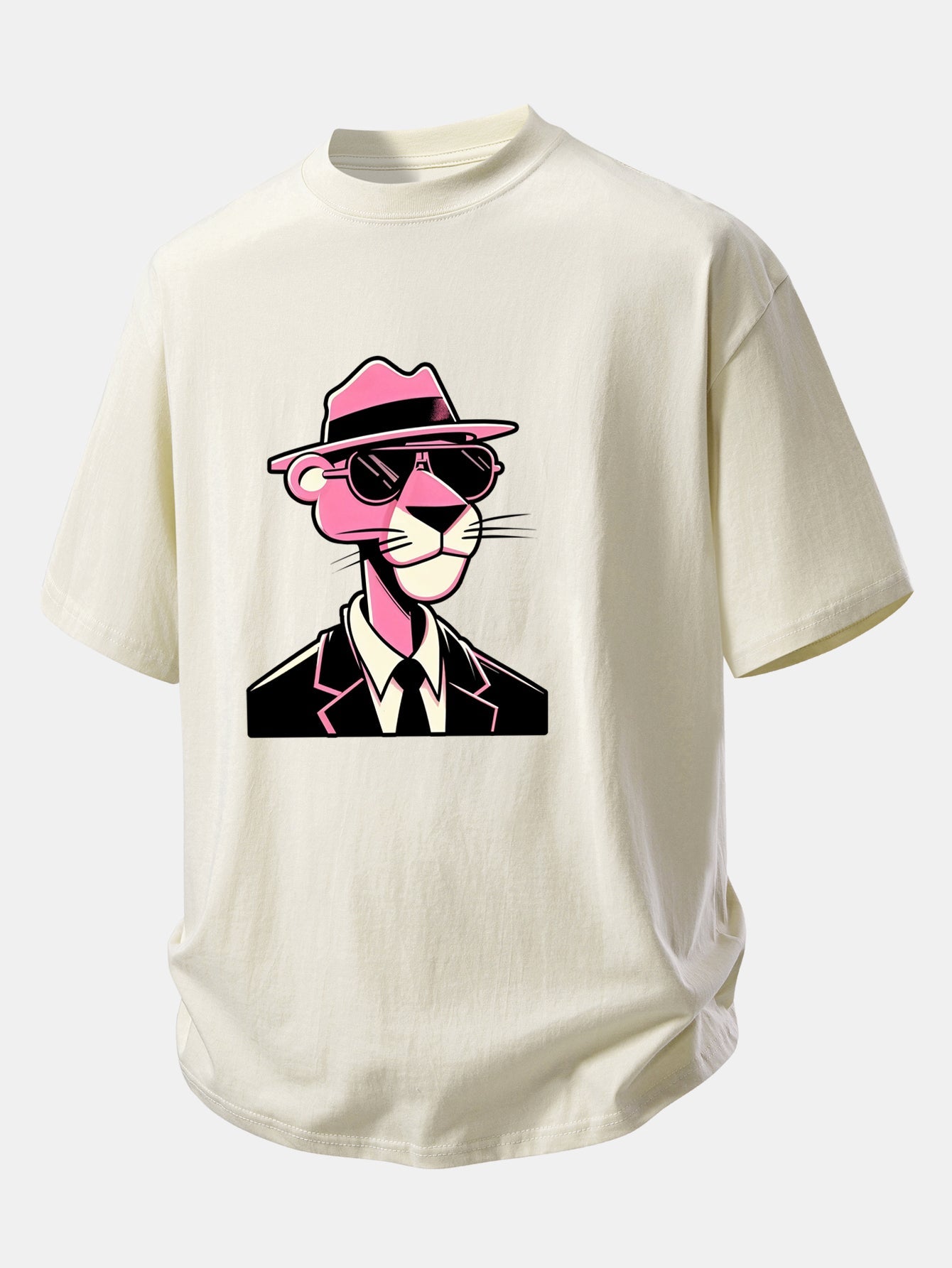 Relax Fit Pink Panther Gentleman Print Cotton T-Shirt