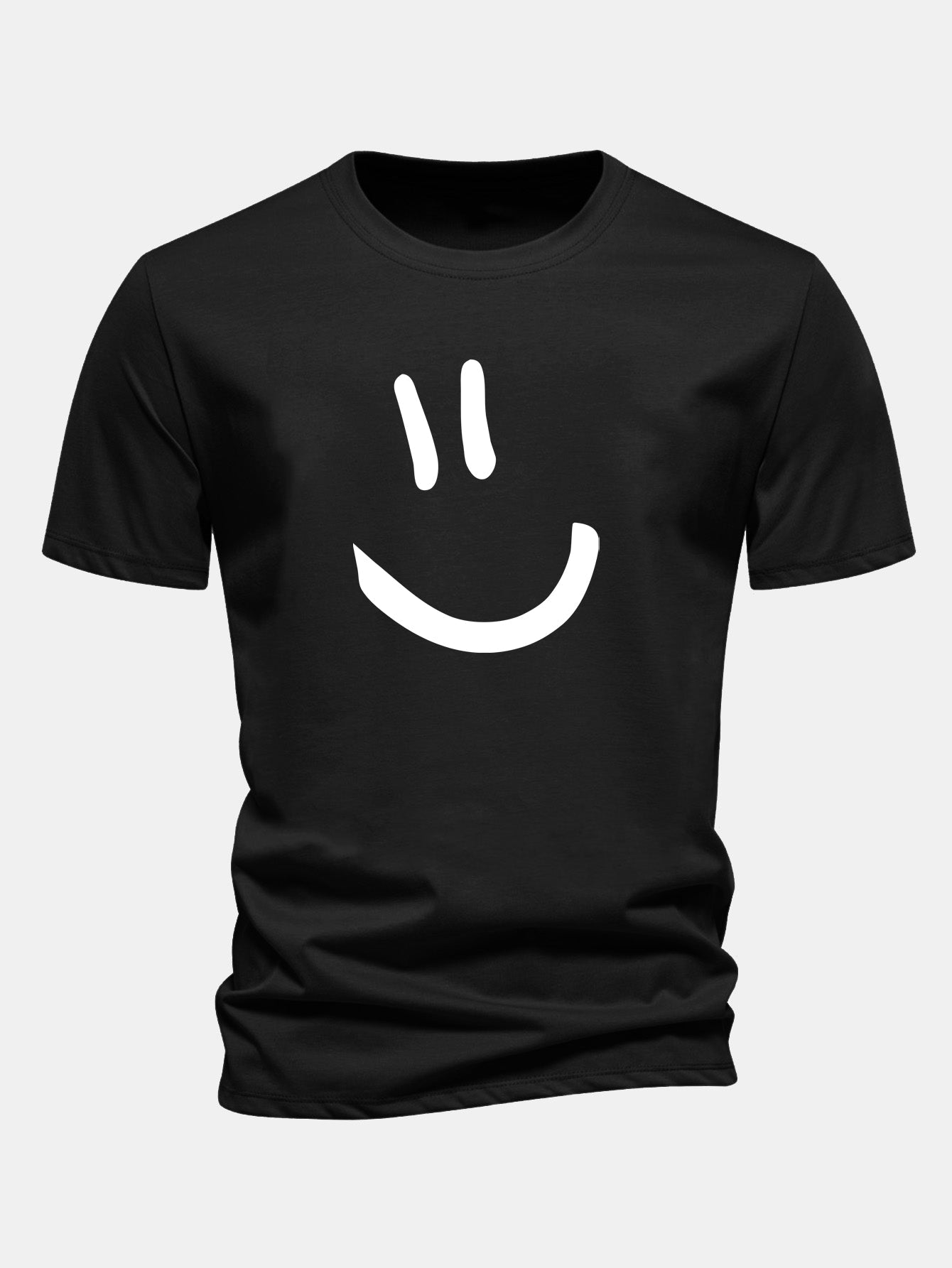 Regular Fit Smiley Face Print Cotton T-Shirt