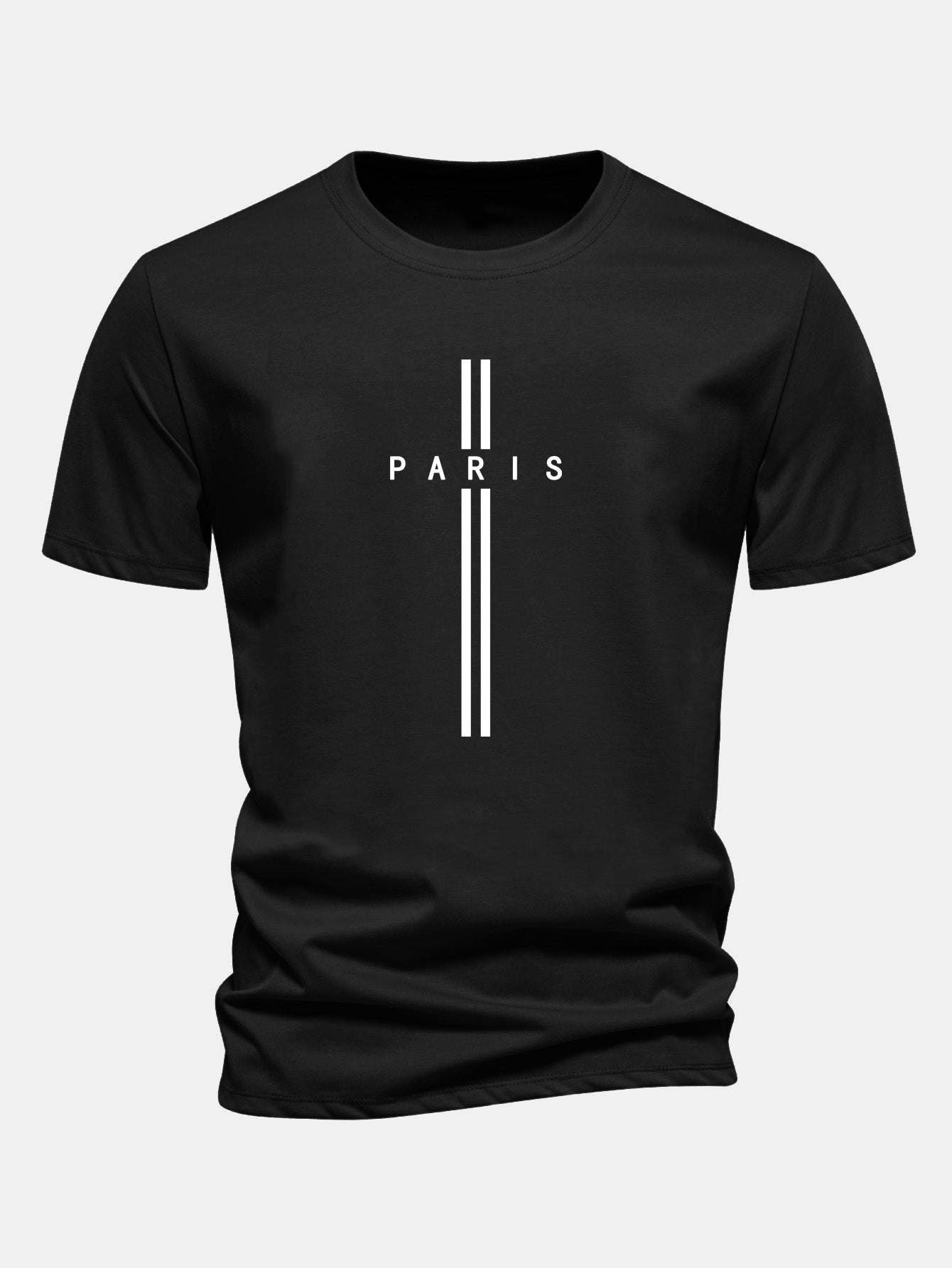 Regular Fit Paris Stripe Print Cotton T-Shirt