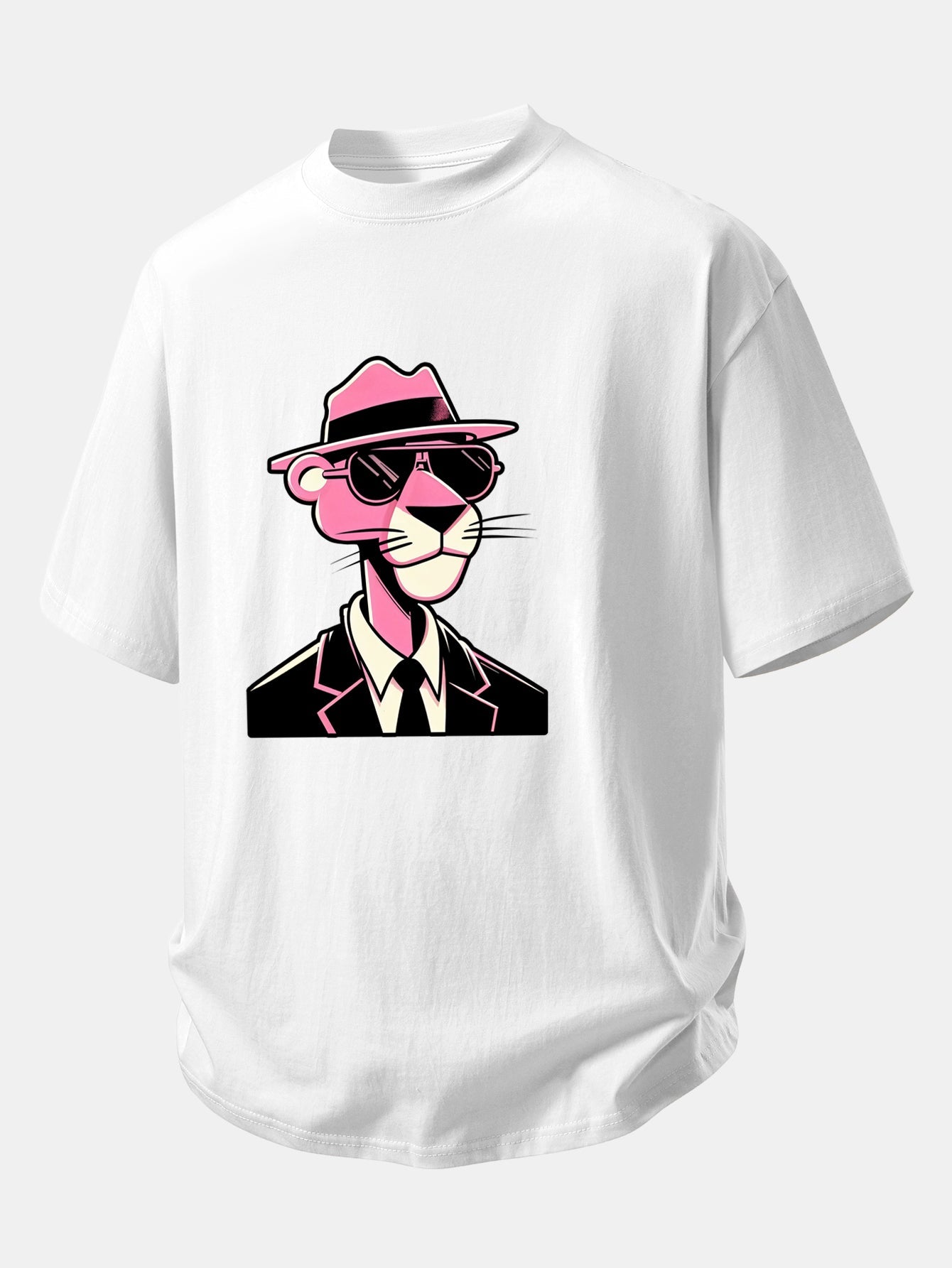 Relax Fit Pink Panther Gentleman Print Cotton T-Shirt