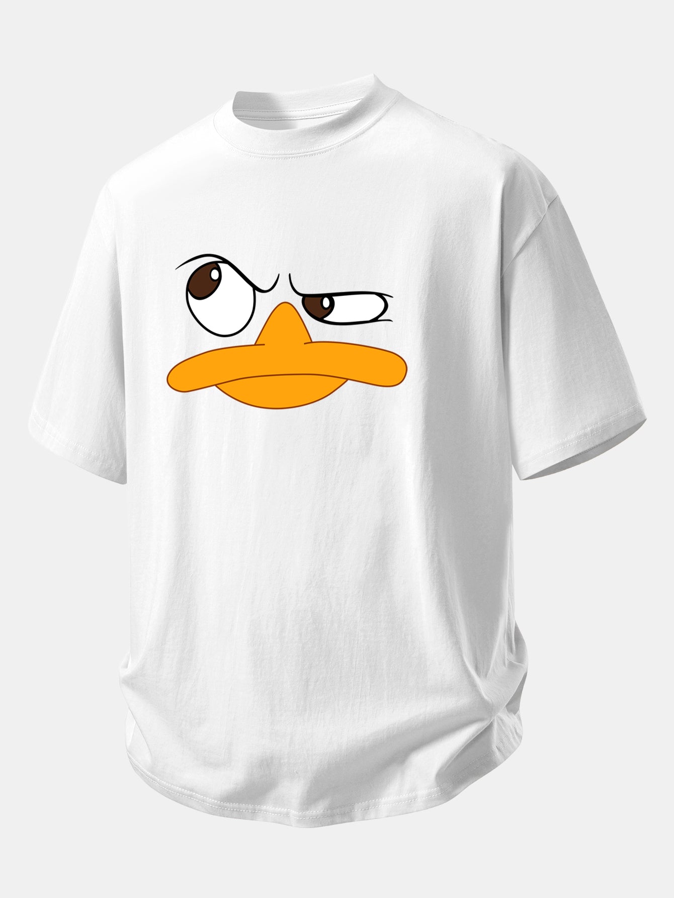 Relax Fit Emoji Duck Print Cotton T-Shirt