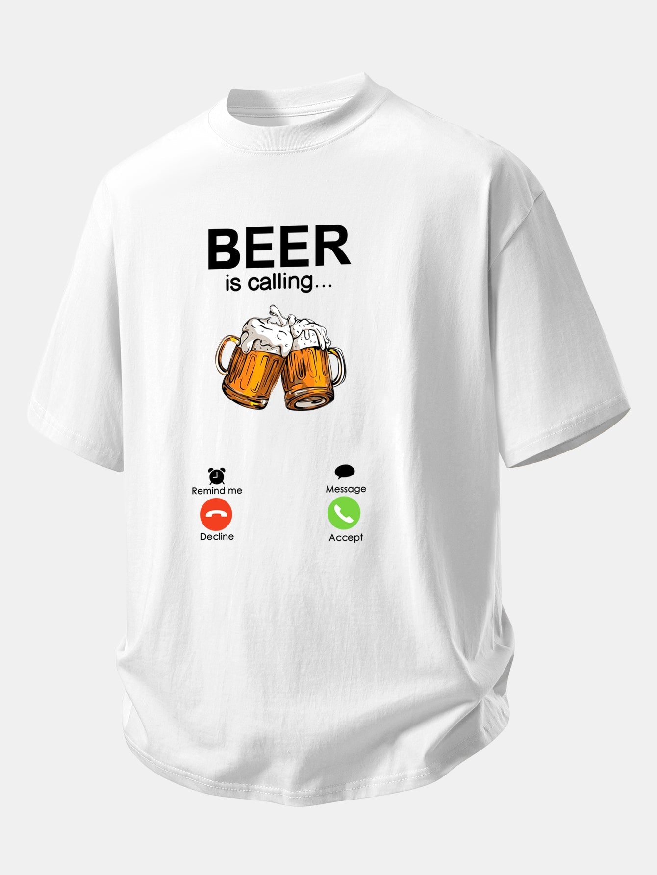Relax Fit Beer Is Calling Print Cotton T-Shirt