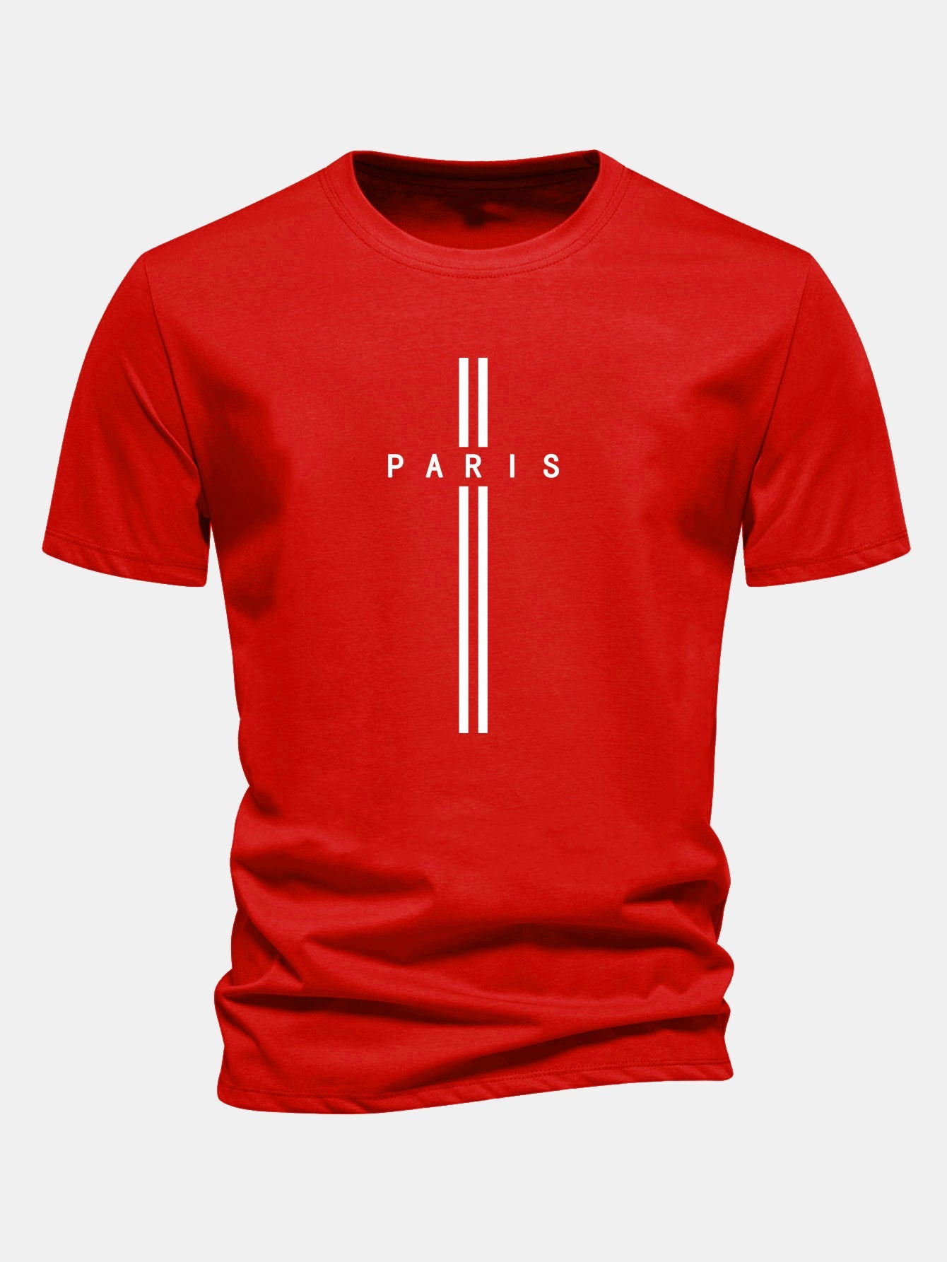 Regular Fit Paris Stripe Print Cotton T-Shirt