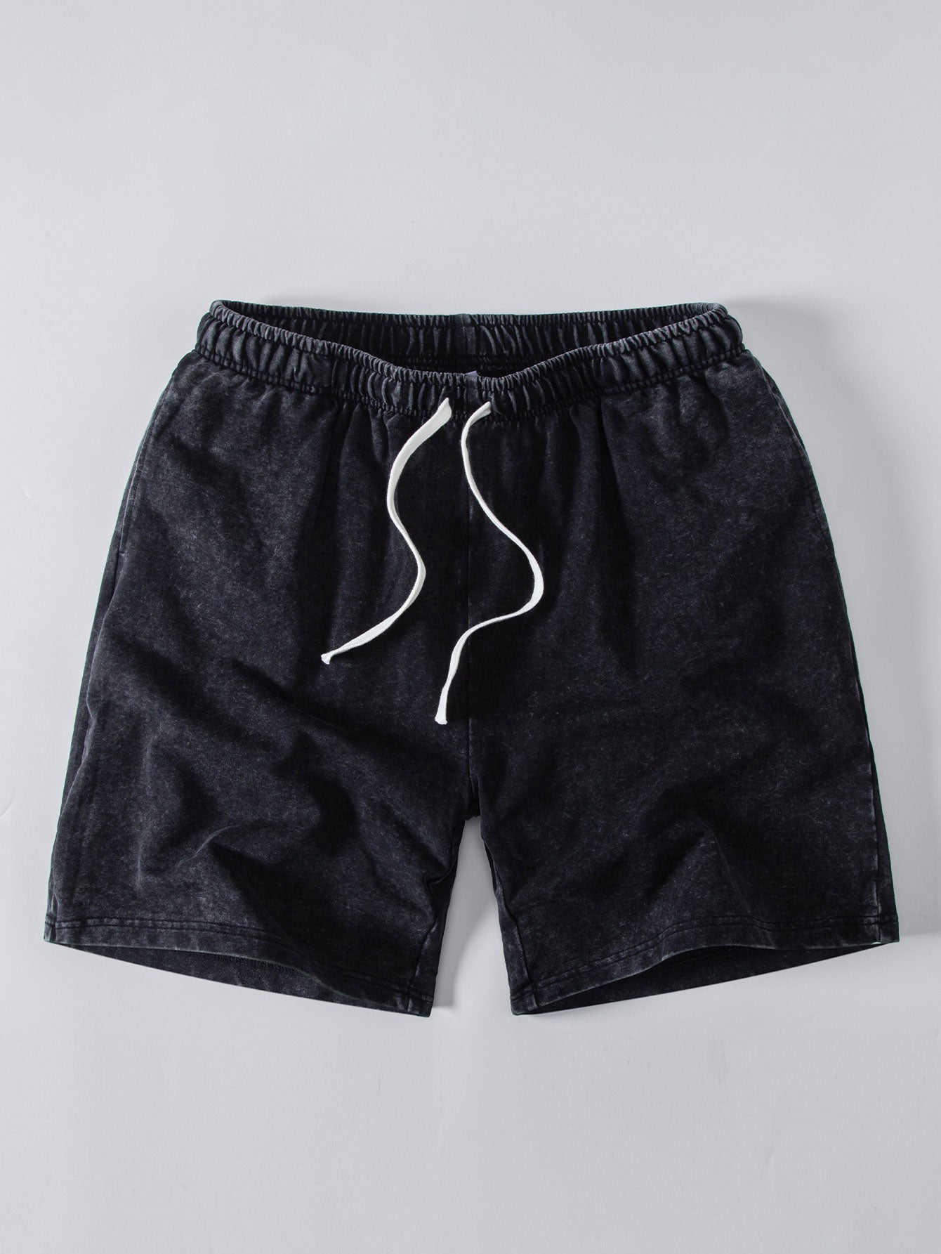 Washed Distressed Drawstring Shorts