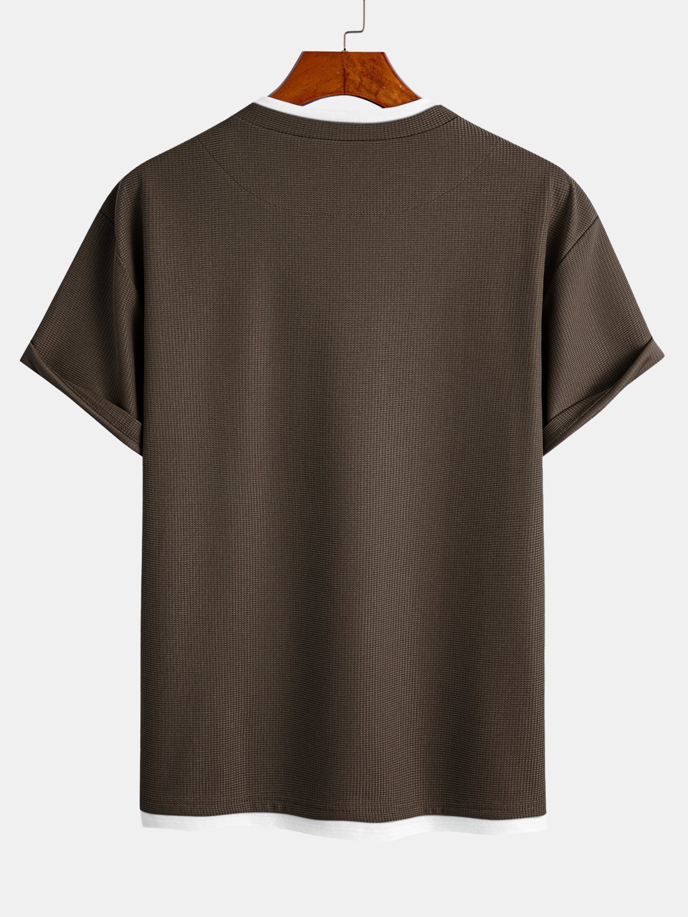 Relax Fit 2 In 1 Notched Collar Waffle T-Shirt