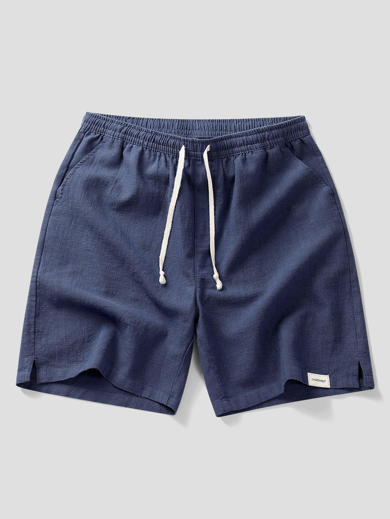 Linen Cotton Blend Drawstring Shorts